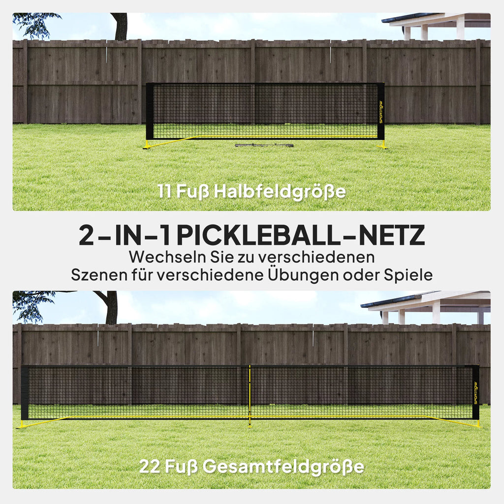 Pickleball tinklas, nešiojamas su metaliniu rėmu ir krepšiu, geltonas
