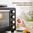 Mini orkaitė su kaitlentėmis 28 l, 2600 W, juoda