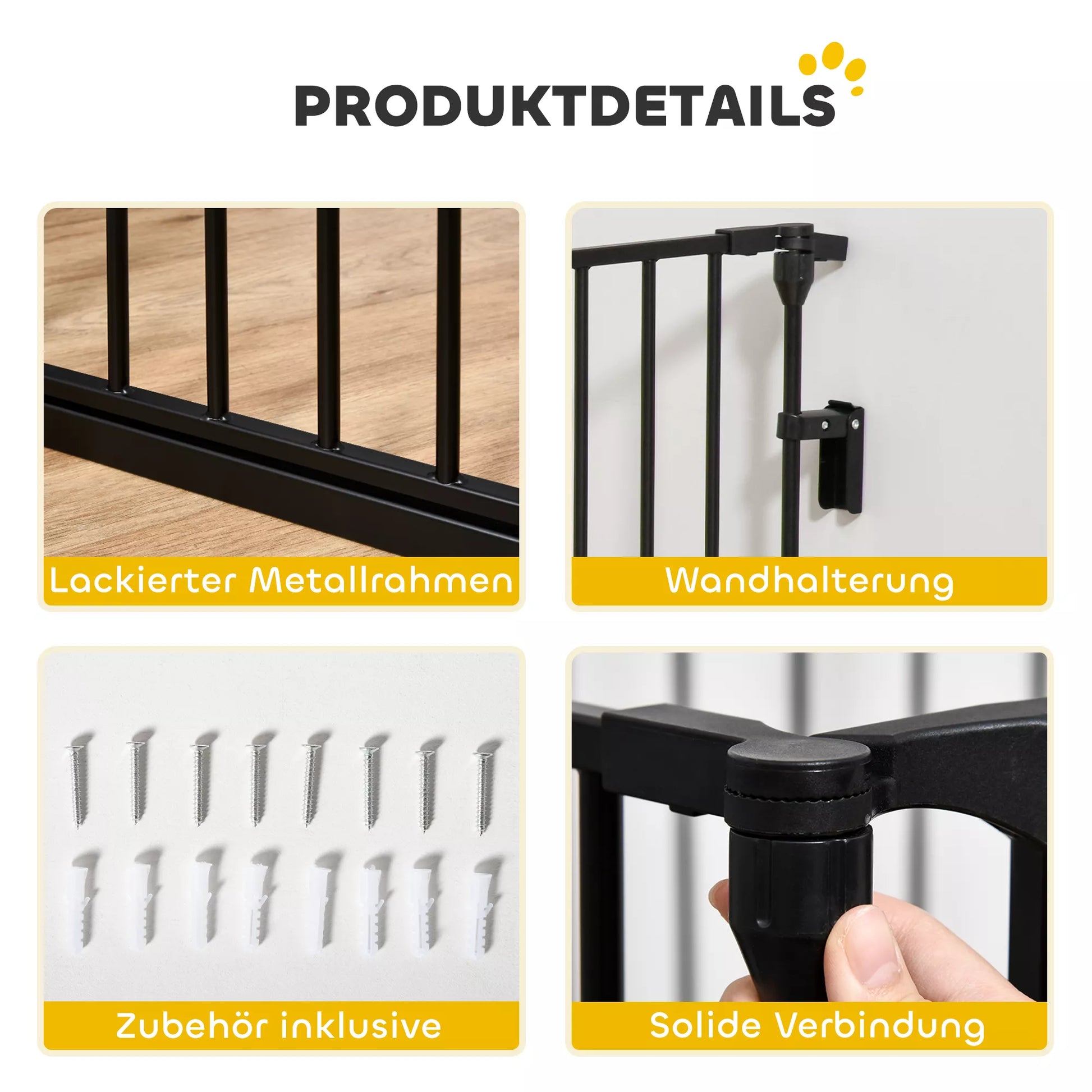 2-in-1 užtvaros, naminių gyvūnų maniežas, saugos vartai, sulankstomi, metaliniai, 300 x 3 x 74,5 cm, juodi