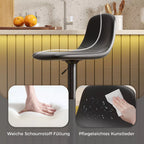 Grafika apie kėdės sėdynę ir dirbtinę odą