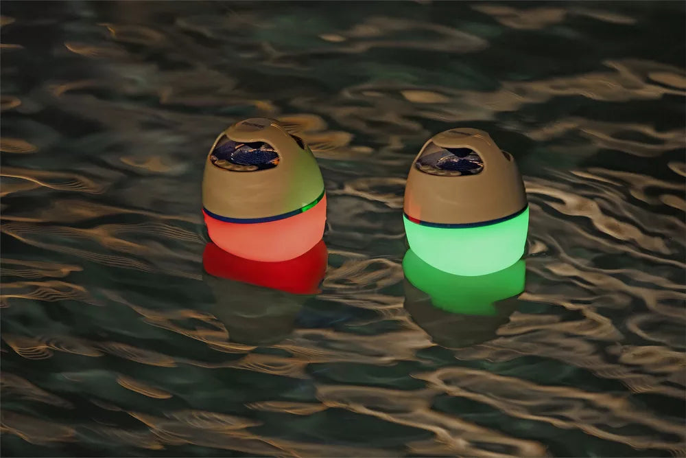 Plaukiojantis baseino garsiakalbis su LED apšvietimu, 5 V, baltas ir mėlynas