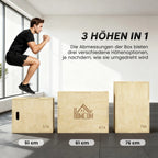 Plyo box batutas 3-in-1, reguliuojamas, iki 120 kg, natūralaus medžio
