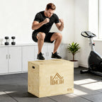 Plyo box batutas 3-in-1, reguliuojamas, iki 120 kg, natūralaus medžio