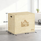 Plyo box batutas 3-in-1, reguliuojamas, iki 120 kg, natūralaus medžio