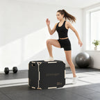Plyo šokinėjimo dėžė 3-in-1, reguliuojama treniruočių dėžė iki 120 kg, juoda
