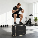 Plyo šokinėjimo dėžė 3-in-1, reguliuojama treniruočių dėžė iki 120 kg, juoda