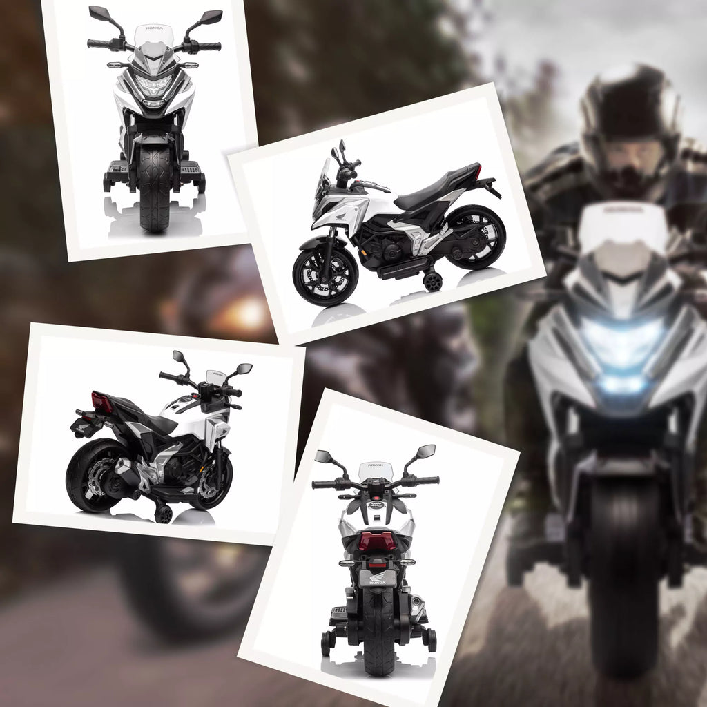 Elektrinis vaikų motociklas, Honda, 3 km/h, muzika ir šviesa, 3–6 metai, iki 30 kg, baltas