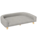 Šunų sofa dideliems šunims iki 30 kg, paminkštinta, pušies medžio kojos, 98 x 67 x 25 cm, pilka