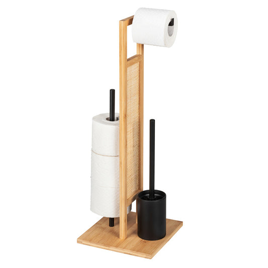 Tualeto aksesuarų stovas „Rivalta“ 3-in-1, bambukinis, 70 cm