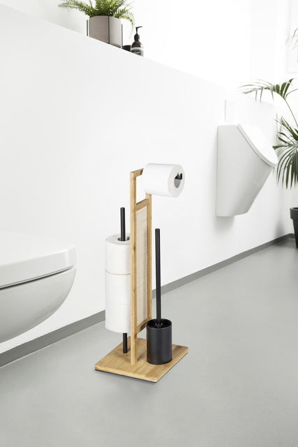 Tualeto aksesuarų stovas „Rivalta“ 3-in-1, bambukinis, 70 cm