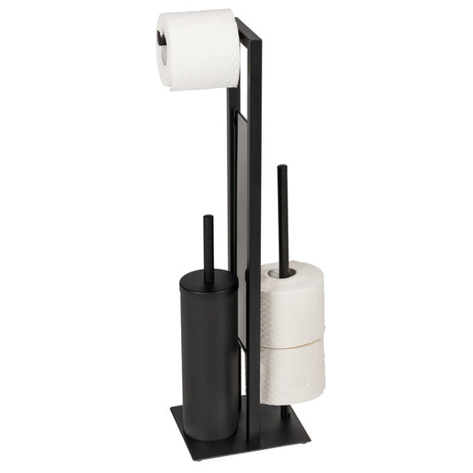 Tualeto aksesuarų stovas „Rivalta“ 3-in-1, juodas, 70 cm