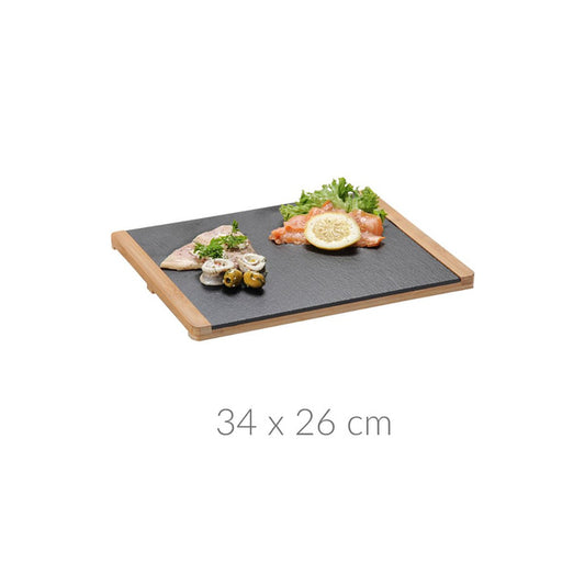 Skalūno serviravimo padėklas užkandžiams su bambuko rėmu, 34×26 cm