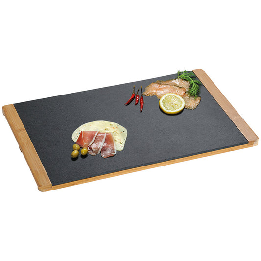 Skalūno serviravimo padėklas užkandžiams su bambuko rėmu, 45×30 cm