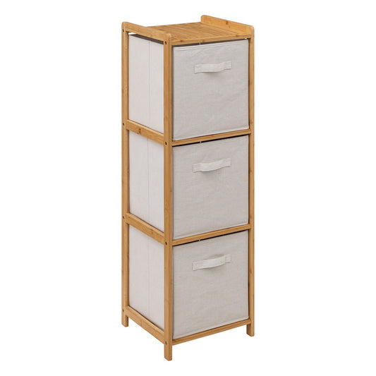 Bambukinė lentyna Bamboo Tidy, 109,5 cm, su 3 medžiaginiais krepšeliais
