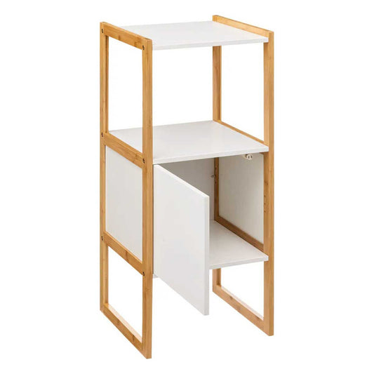 NATUREO vonios kambario spintelė, bambukas + MDF, balta, 33 × 33 × 80 cm