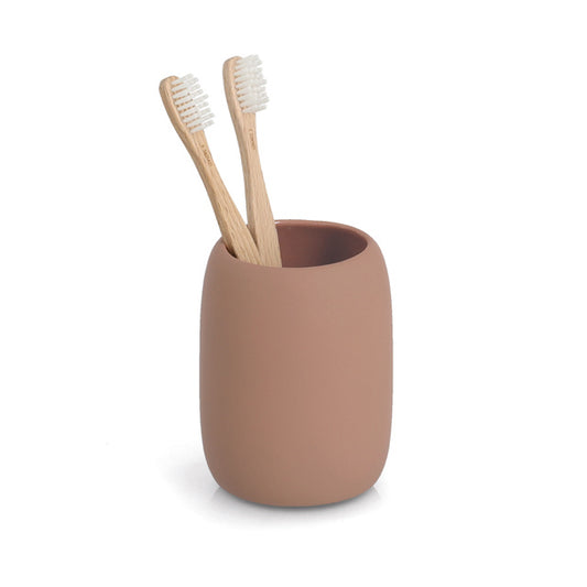 BRASS TONE keraminis dantų šepetėlio puodelis, Ø 8,4 cm – mocca spalvos