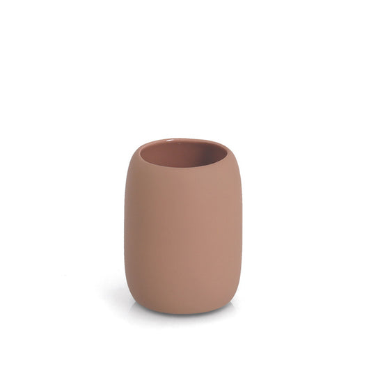 BRASS TONE keraminis dantų šepetėlio puodelis, Ø 8,4 cm – mocca spalvos