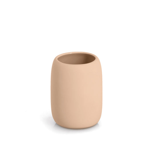 BRASS TONE dantų šepetėlių puodelis, keramika, Ø 8,4 cm, migdolų spalva