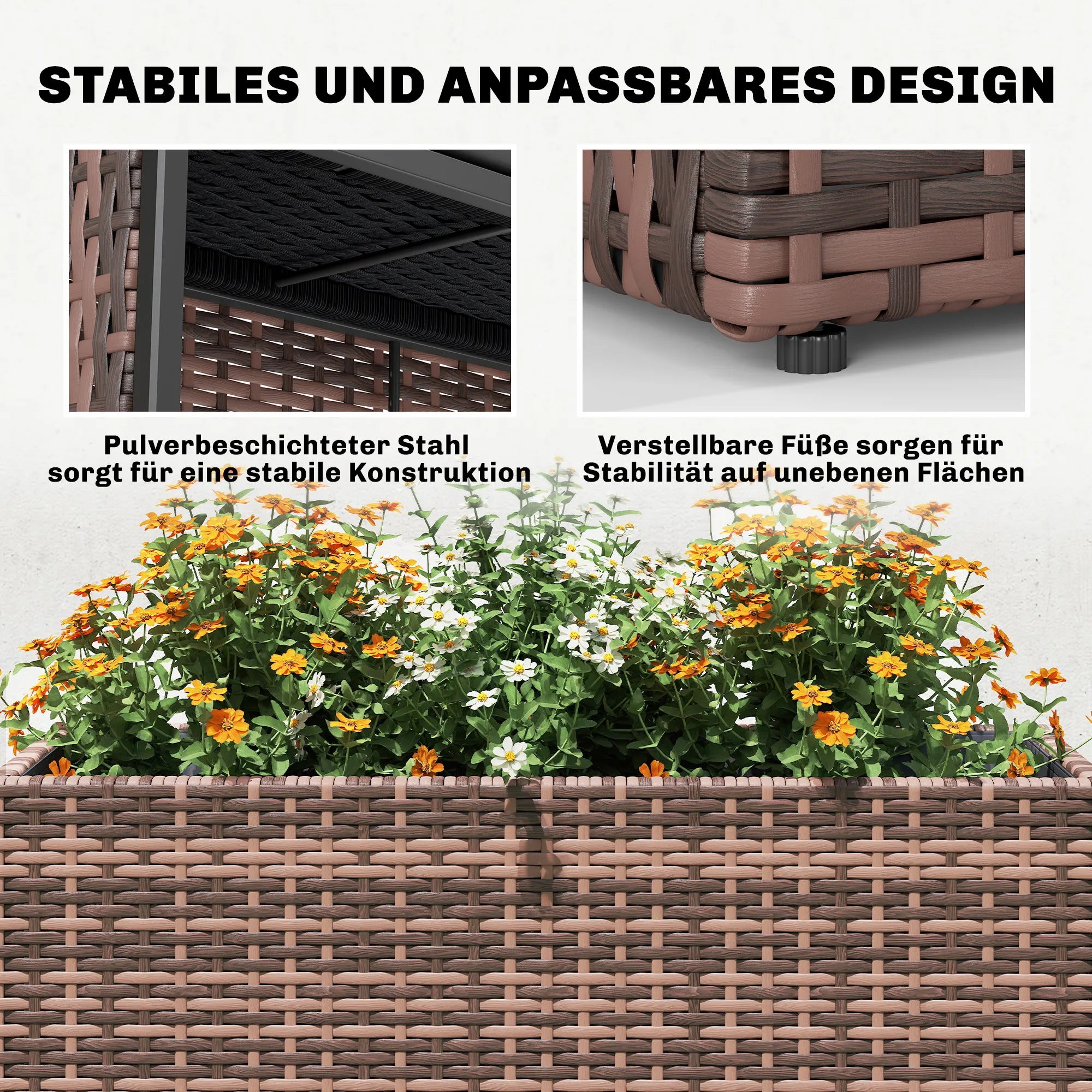 Poliratano aukšta lysvė 81x28x58 cm su reguliuojamomis kojelėmis ruda