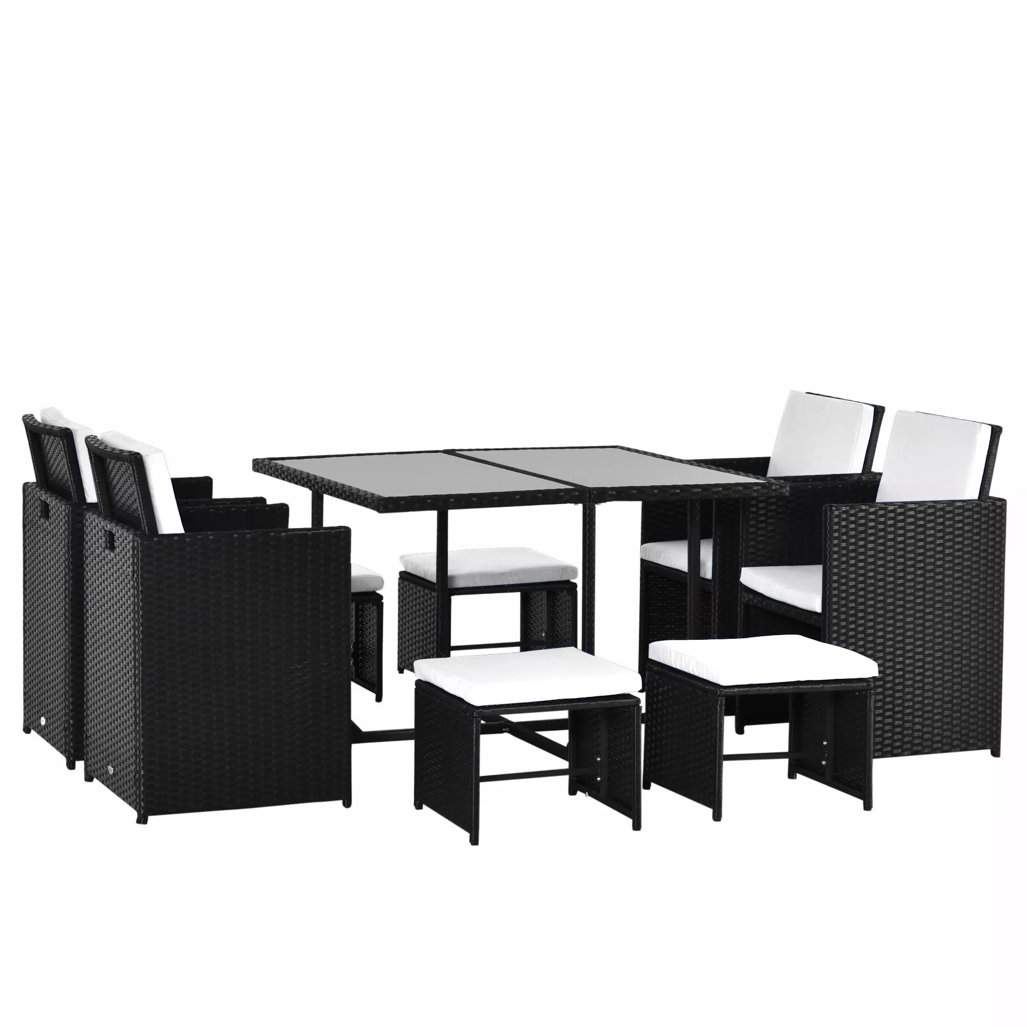 Polyrattan sodo baldų komplektas 8 asmenims, juodas