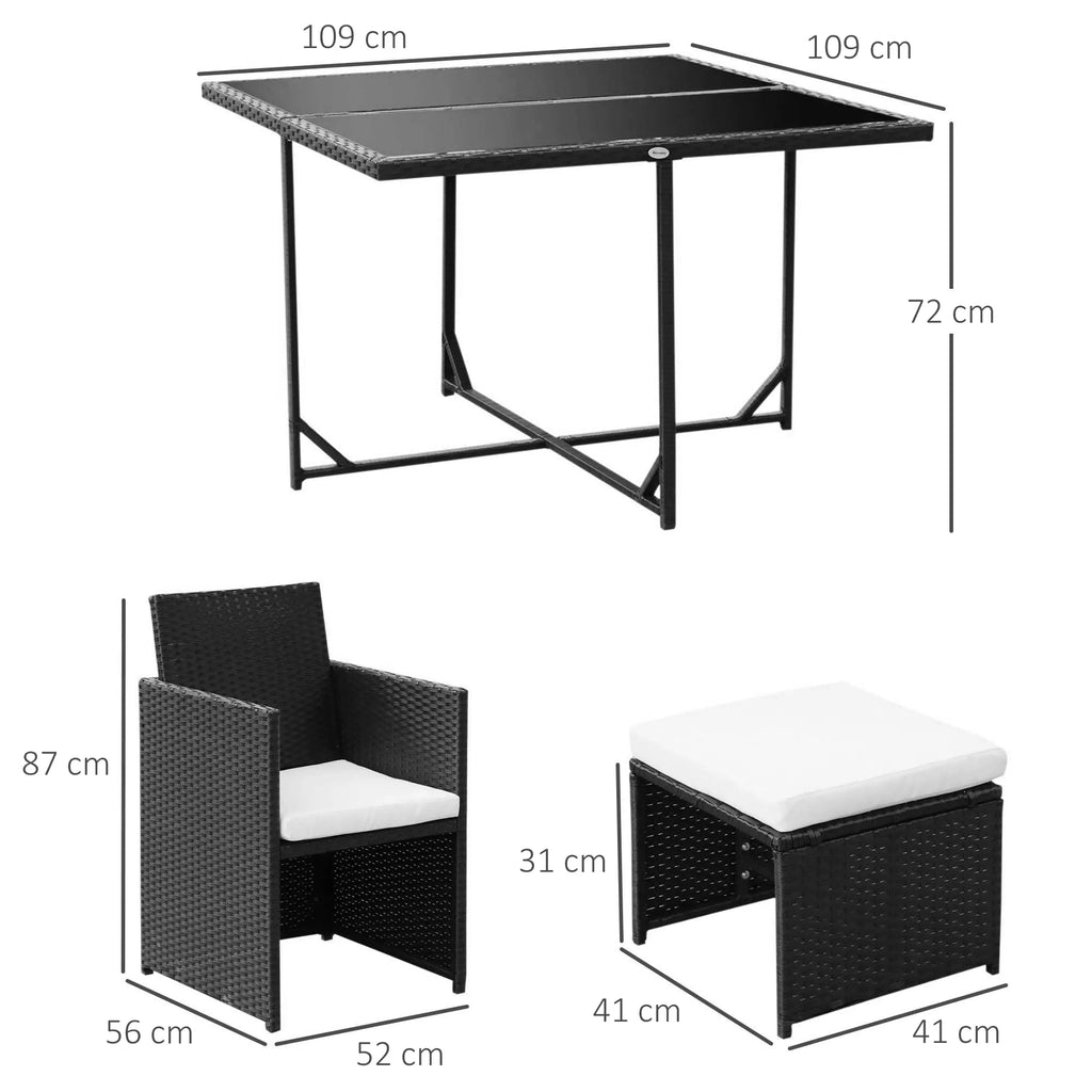 Polyrattan sodo baldų komplektas 8 asmenims, juodas