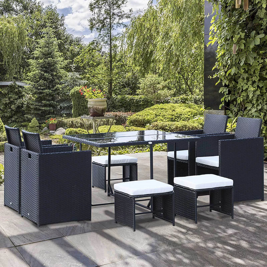 Polyrattan sodo baldų komplektas 8 asmenims, juodas