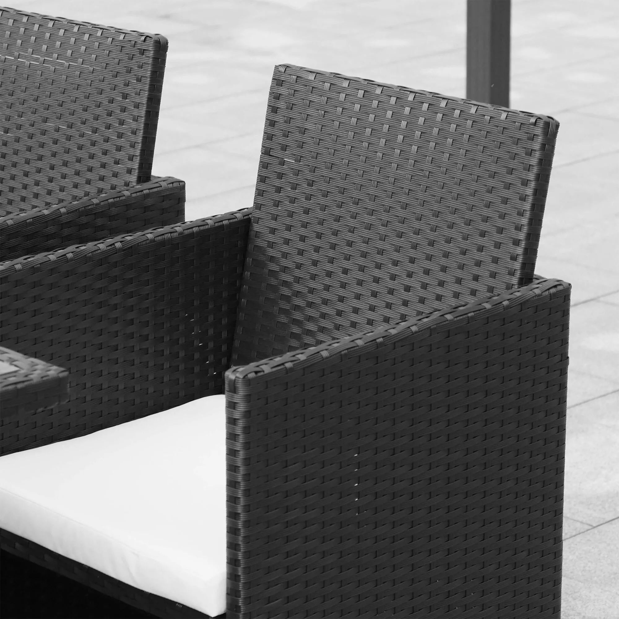 Polyrattan sodo baldų komplektas 8 asmenims, juodas