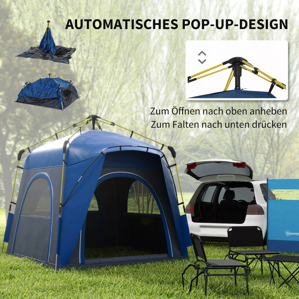 Pop-up kempingo palapinė 3 asmenims, mėlyna