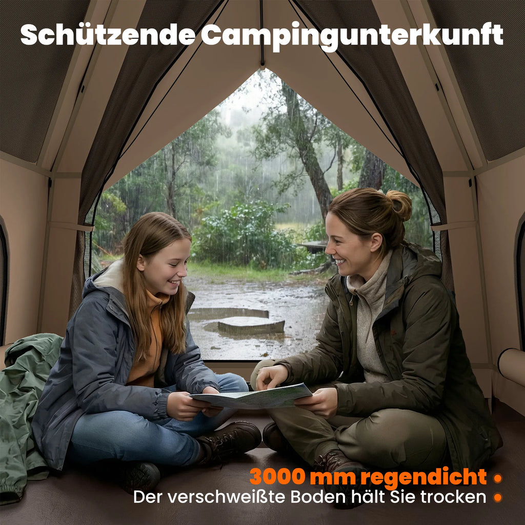 Pop-up palapinė su apsauga nuo lietaus 2–3 asmenims, chaki spalvos