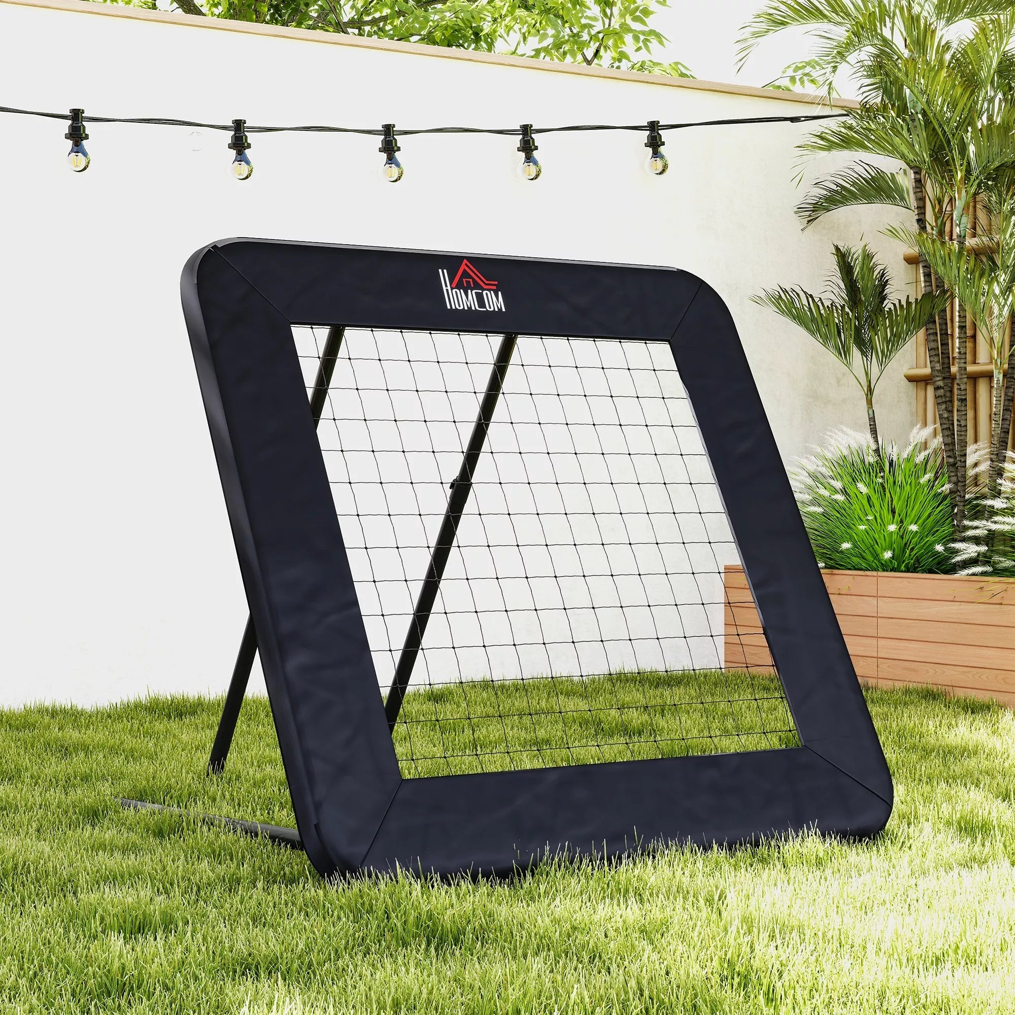 Futbolo atšokimo siena, 128 x 118 cm, su apsauginiu kraštu, kaiščiais, reguliuojama 5 pakopomis, nešiojama atšokimo siena, futbolo vartai paaugliams, atšokimo siena futbolo treniruotėms, juoda