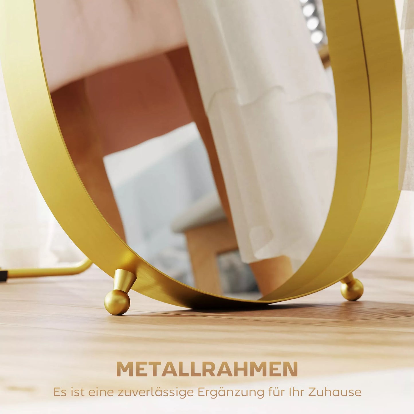 Viso kūno veidrodis su metaliniu rėmu, 160 x 50 cm, auksiniu rėmu, skirta svetainei, miegamajam