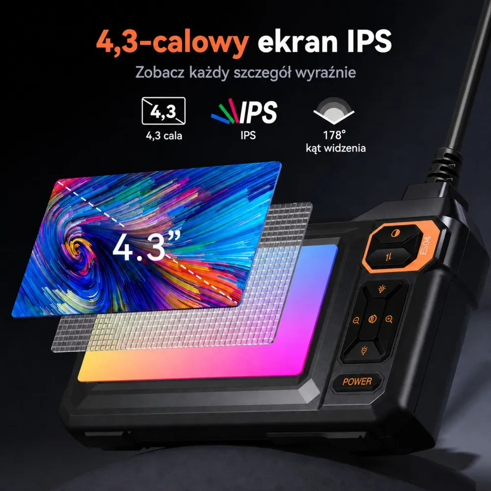 Pramoninis endoskopas su LCD ekranu, 14 × 19 × 17 cm, 753 g