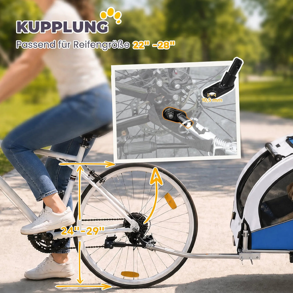Priekabos tvirtinimo prie dviračio mechanizmo detalė iš arti