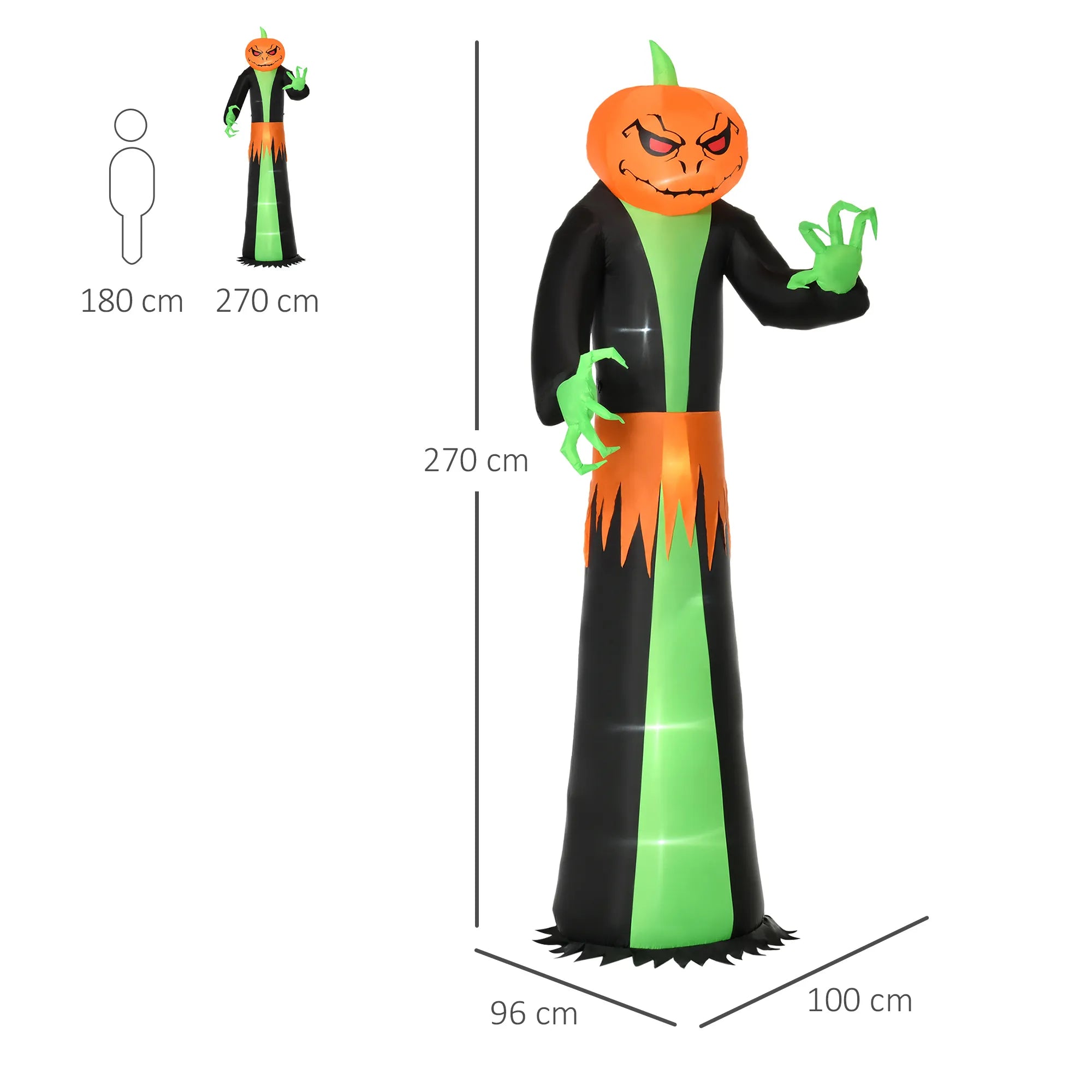 Dekoracijos aukštis 270 cm, palyginti su 180 cm ūgio žmogumi