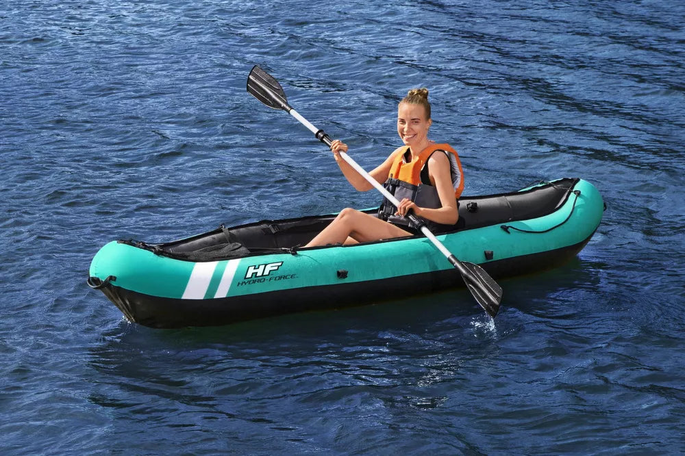 Pripučiama vienvietė baidarė Hydro-Force Ventura, 280 cm, su priedais, turkio spalvos