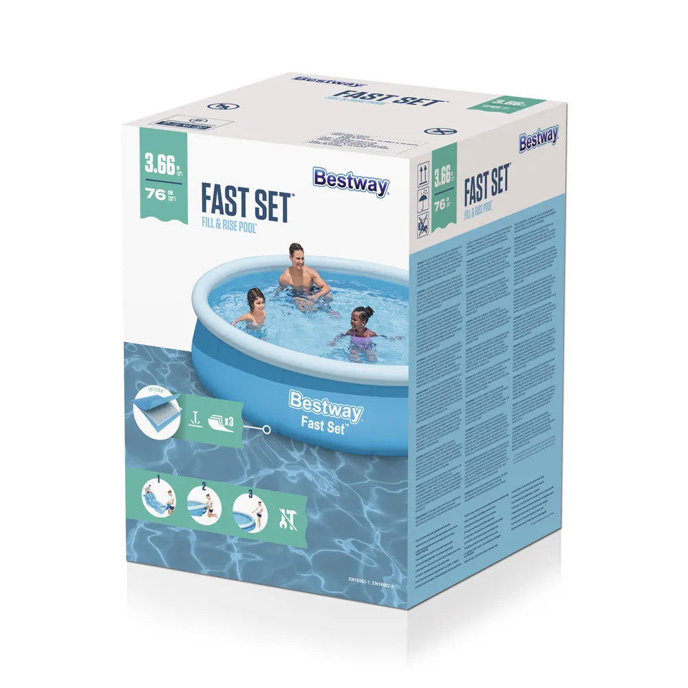 Pripučiamas baseinas Bestway Fast Set, 366 cm, mėlynas