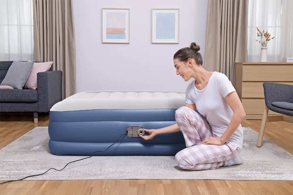 Pripučiamas čiužinys Bestway Tritech, su integruota elektrine pompa, 203 × 152 × 46 cm, pilkas