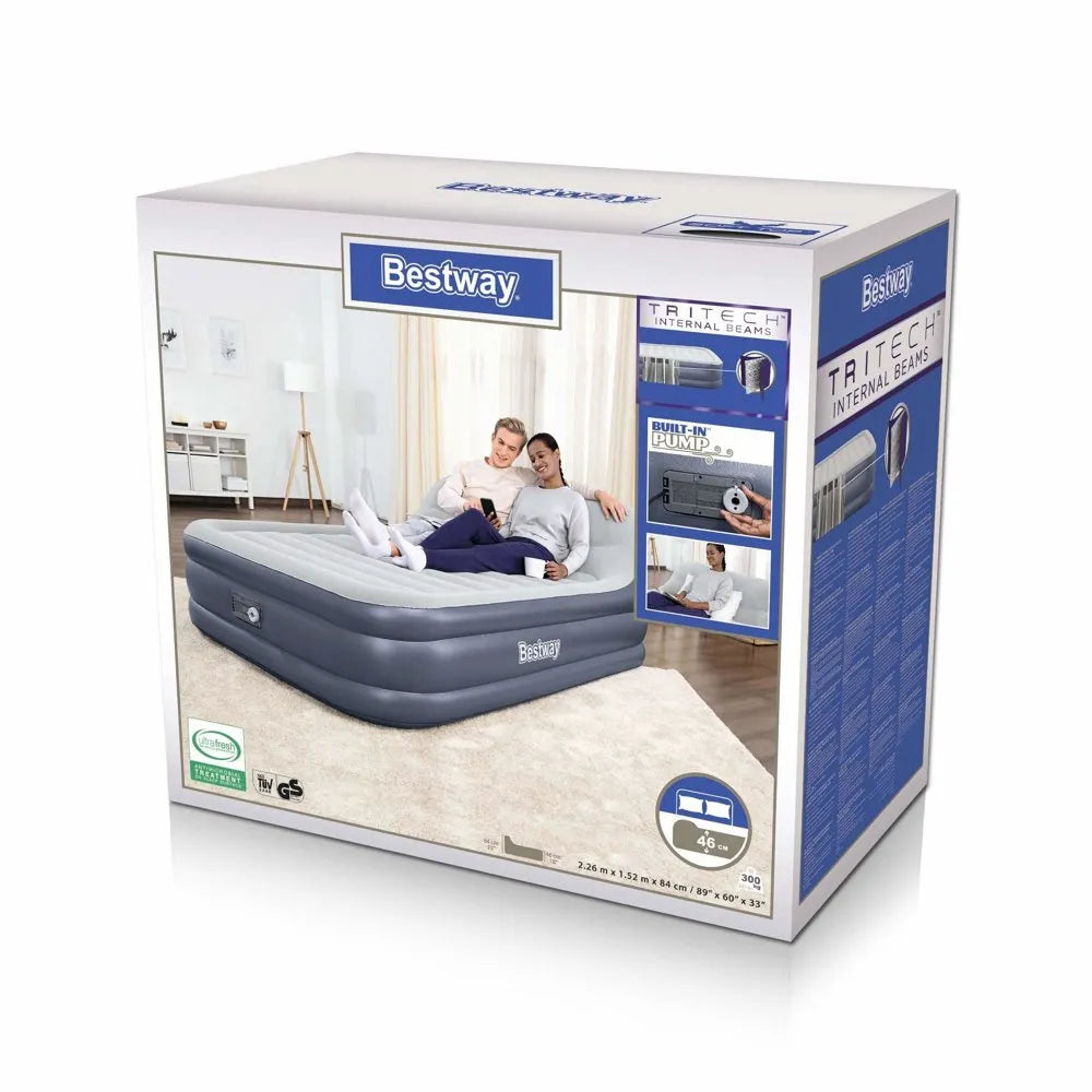 Pripučiamas dvivietis čiužinys Bestway, su integruota pompa ir USB jungtimi, 200 × 130 cm, mėlynas