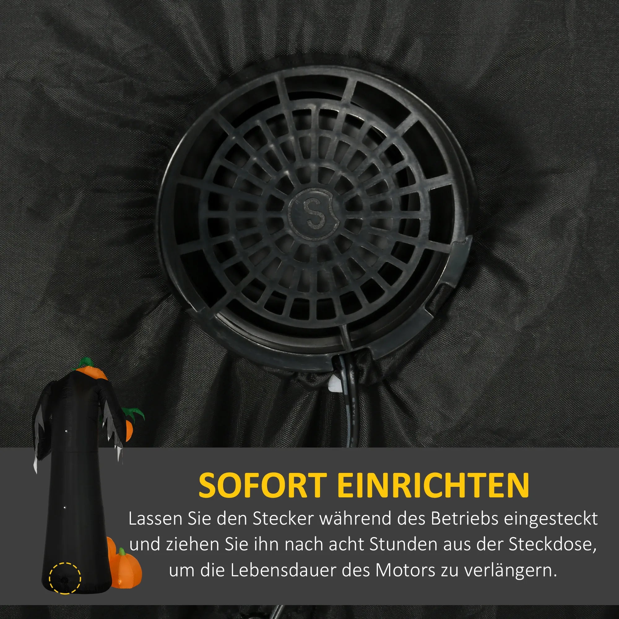Pripučiamas Helovino dekoras, vaiduoklis su moliūgu, 240 cm, LED