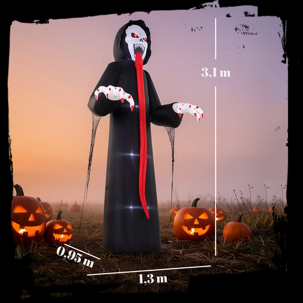 Pripučiamas Helovino skeletas, 310 cm, su integruotu LED apšvietimu