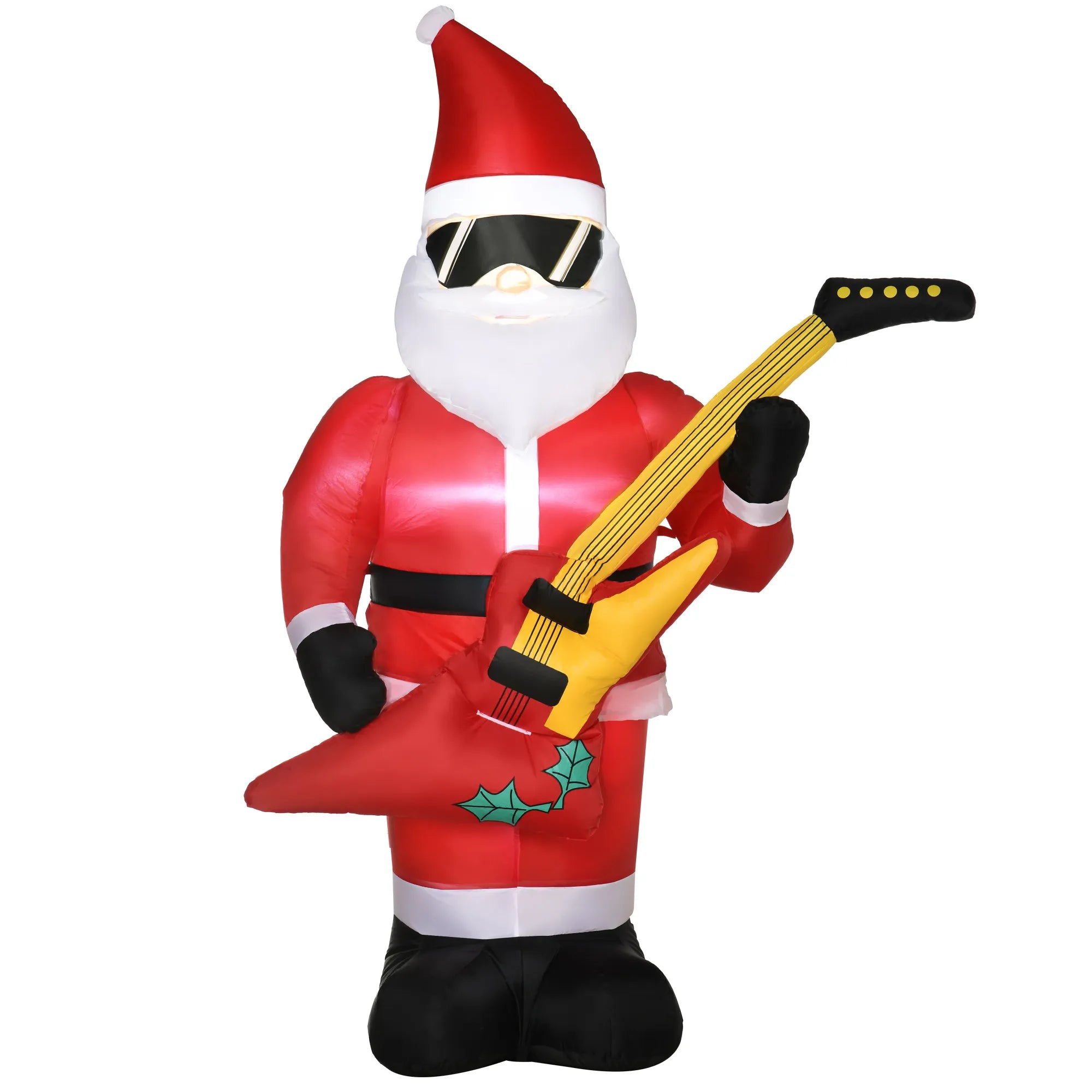 Pripučiamas Kalėdų Senelis su gitara, LED, 215 cm