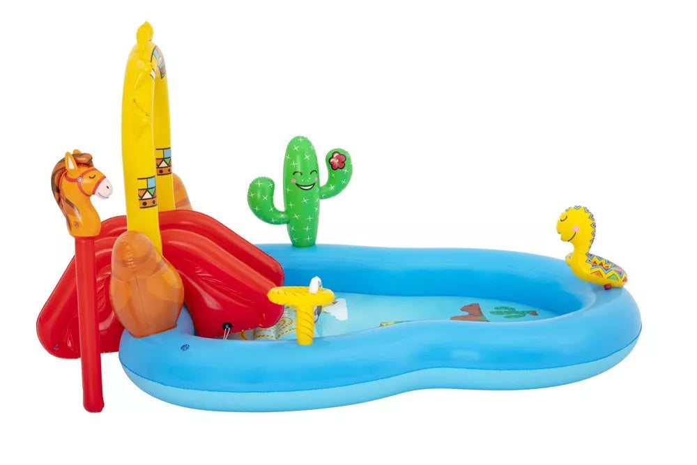 Pripučiamas žaidimų centras baseinas Bestway, 264 × 142 × 140 cm, su čiuožykla ir priedais, spalvotas
