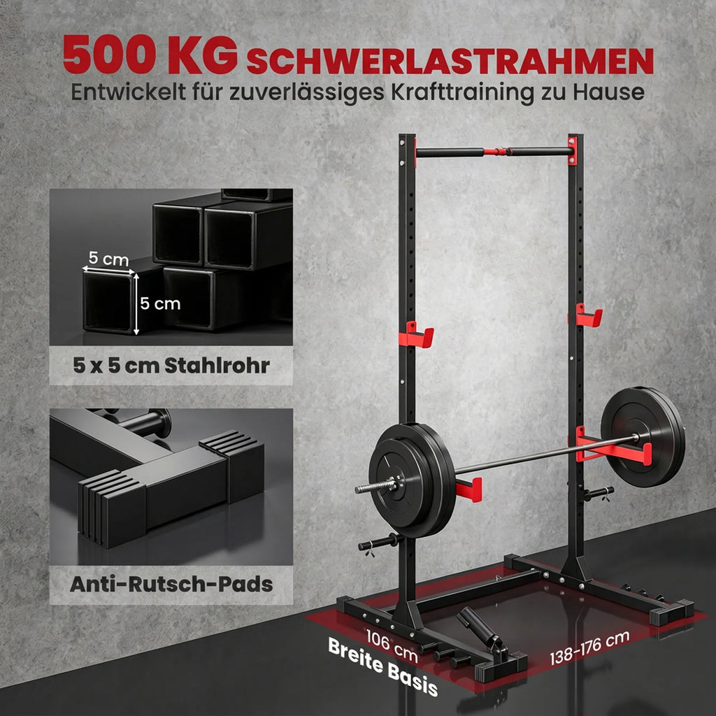 Infografika apie 500 kg apkrovą, plieno vamzdžius ir neslystančias pagalvėles