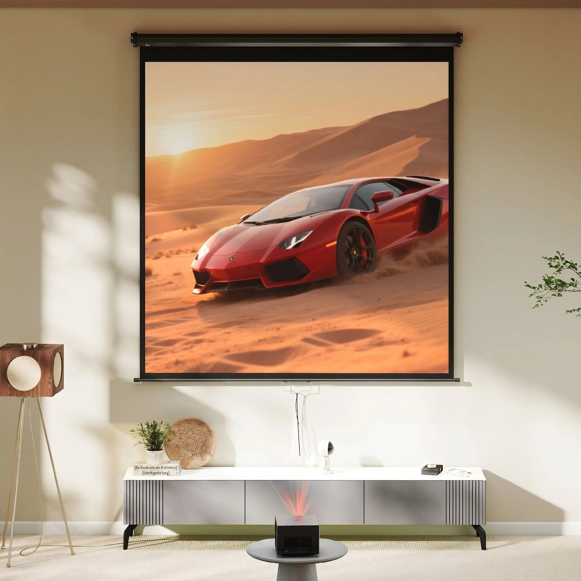 Projektoriaus ekranas 178 x 178 cm, 99 colių, formatas 1:1, juodas