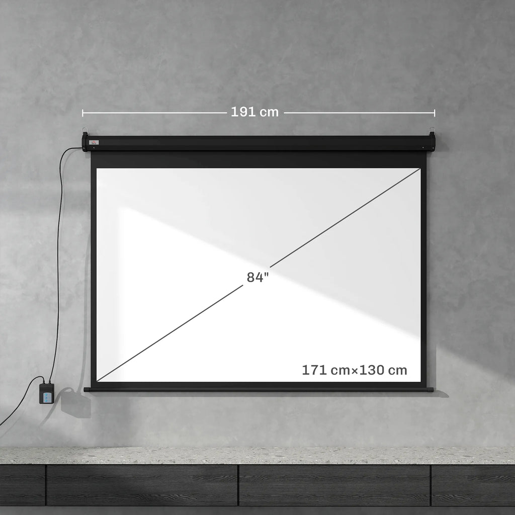 Projektoriaus ekranas elektrinis, 84 colių, 4:3, 171 x 130 cm, juodas