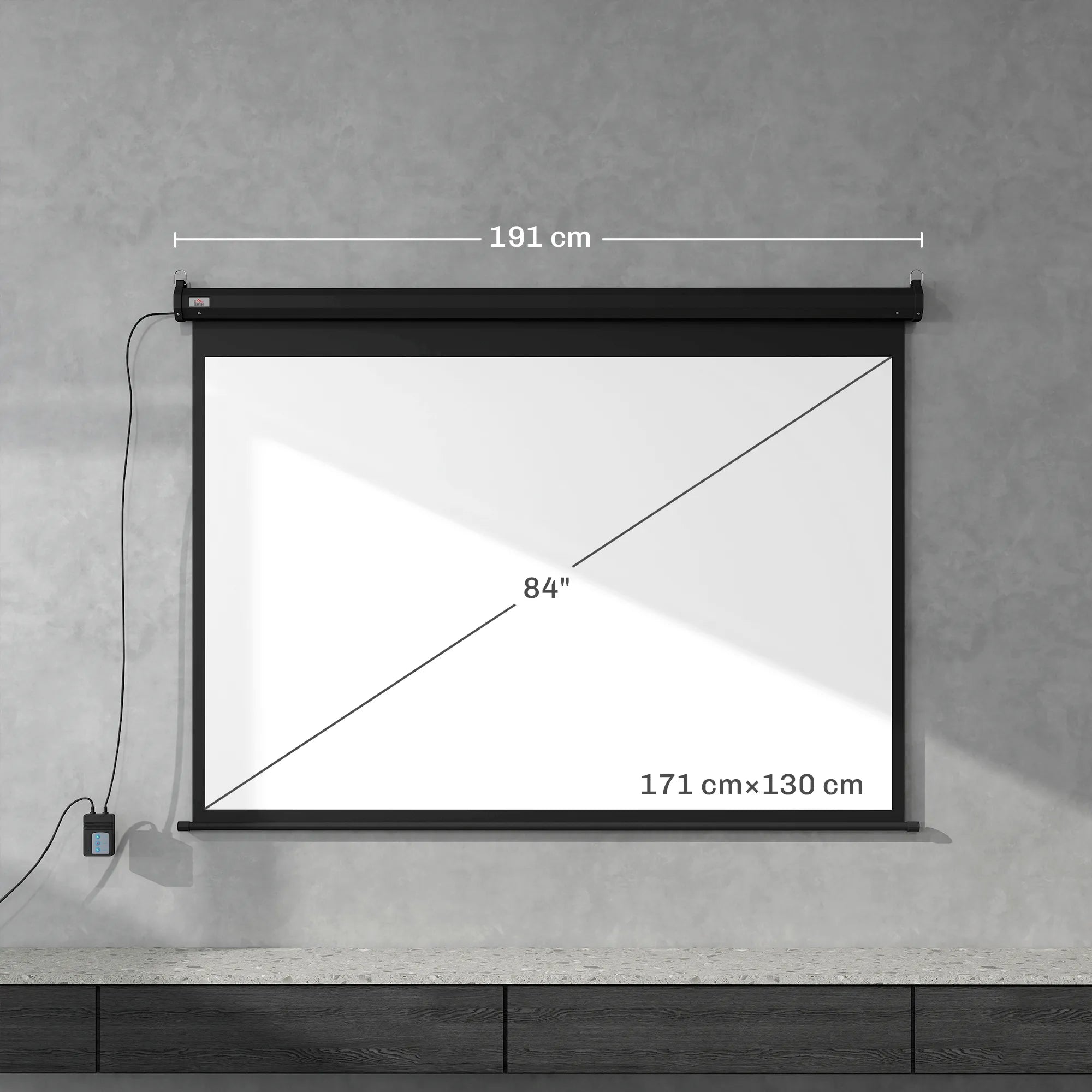 Projektoriaus ekranas elektrinis, 84 colių, 4:3, 171 x 130 cm, juodas