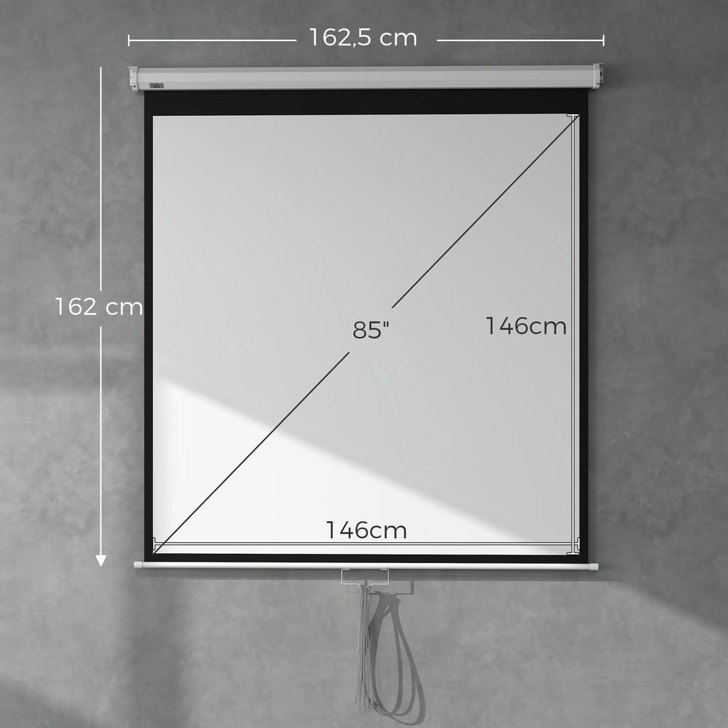 Projektoriaus ekranas su mechanizmu 152 x 152 cm, 85 colių, 1:1, baltas