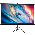 Projektoriaus ekranas, su trikoju stovu ir automatiniu suvyniojimu, metalas ir PVC, 221x124 cm