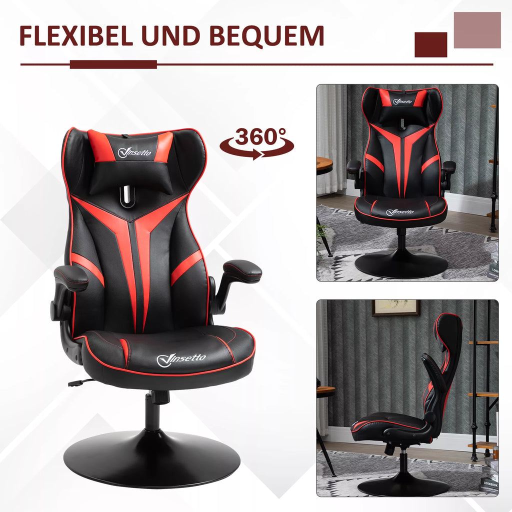 Vinsetto Ergonomiška žaidimų kėdė, kompiuterio kėdė su svyravimo funkcija, reguliuojamo aukščio, plieninė, juoda+raudona 67 x 70 x 106-112 cm