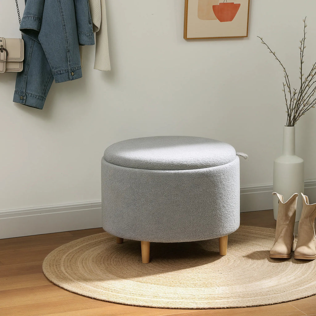 Pufas su daiktadėže ir padėklu, 56 x 56 x 42 cm, pilkas